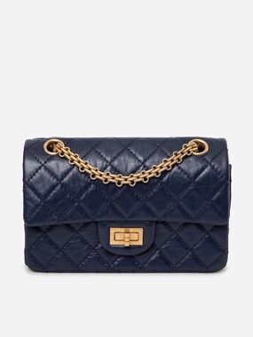 Pre-Owned Chanel 2020 Navy Aged Calfskin Quilted 2.55 Reissue Mini Flap Bag